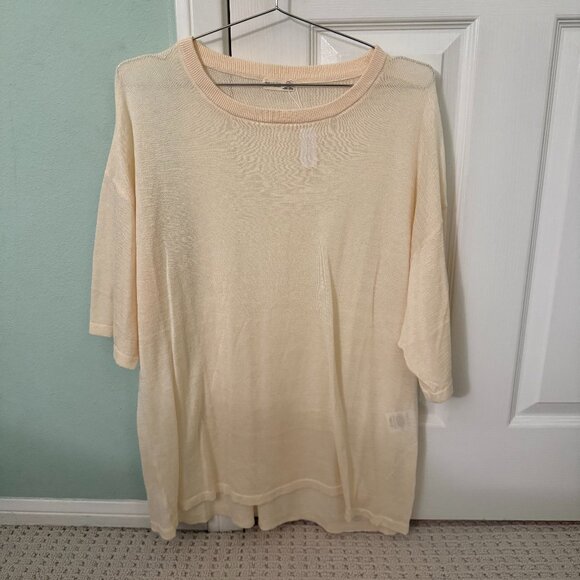 Miann & Co Lennon Boxy Sheer Knit T-Shirt - Tofu (size M) - Picture 2 of 4